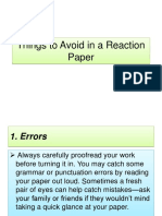 Things To Avoid in A Reaction Paper