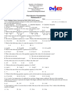 First Quarter Examination Mathematics 9: Tawantawan Integrated School