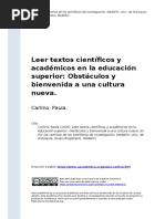 Carlino, Paula (2005) - Leer Textos Cientificos y Academicos en La Educacion Superior Obstaculos y Bienvenida A Una Cultura Nueva