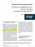 A HISTÓRIA AMBIENTAL Temas, Fontes, e Linhas de Pesquisa