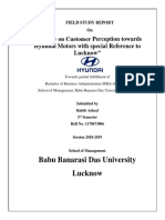 A Study On Customer Perception Towards Hyundai Motors (Santro) With Special Reference To Lucknow