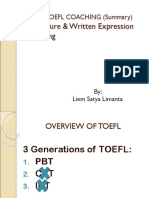 Structure & Written Expression - Reading: TOEFL COACHING (Summary)