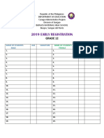 2019 Early Registration: Grade 12