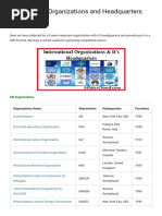 International Organizations and Headquarters