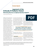 Nutrition Management of The Critically Ill Pediatric Patient