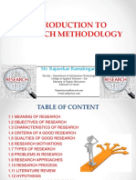 Introduction To Research Methodology: Mr. Rajasekar Ramalingam