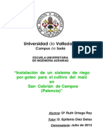 Instalación de Un Sistema de Riego Por Goteo para El Cultivo Del Maíz en San Cebrián de Campos (Palencia)