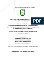 El Sistema Contable para El Control y Determinación Del Costo de Producción de La Industria Panificadora de La Ciudad de Chalatenango Durante El Año 2010