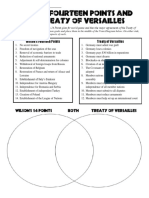 Treaty of Versailles 14 Points Venn Diagram Worksheet