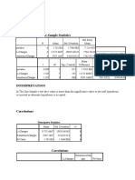 T-Test: One-Sample Statistics