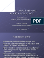 Budget Analysis and Policy Advocacy