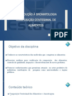 AULA 01 Introdução À Bromatologia Composição Centesimal de Alimentos