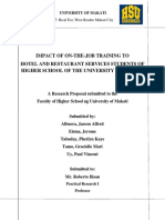 Impact of On-The-Job Training To Hotel and Restaurant Services Students of Higher School of The University of Makati