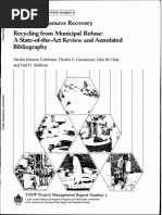 Recycling From Municipal Refuse: A State of The Art Review and Annotated Bibliography