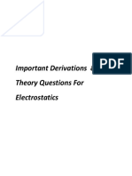 Important Derivations & Theory Questions For Electrostatics