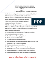 Department of Mechanical Engineering Me6501Computer Aided Designquestion Bank Unit - I Part A