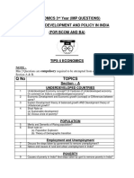 Qno Topics: Economics 3 Year (Imp Questions) Economic Development and Policy in India (For Bcom and Ba)