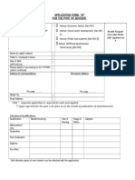 Application Form - "A" For The Post of Advisor