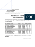 Certificado Medico Damas 2019