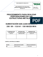 Procedimiento para Realizar Perforación en Ángulos, Placas, y Demás Elementos de Estructuras Metálicas