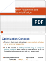 Concept of Optimization, Optimization Parameters and Factorial Design