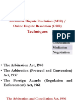 Techniques: Alternative Dispute Resolution (ADR) / Online Dispute Resolution (ODR)