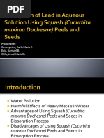 Adsorption of Lead in Aqueous Solution Using Squash