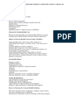 Nursing Health History Format (Used For Client Care Plan)