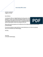 Internship Offer Letter Digital Marketing