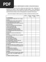 Cuestionario Sobre El Comportamiento de Niños y Adolescentes