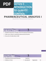 Pharmaceutical Analysis I Lecture - 1 - Introduction To QC