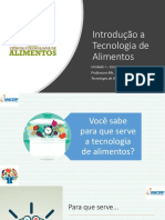 Aula 1 Introdução A Tecnologia de Alimentos