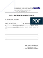 Certificate of Appearance