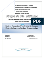 Etude Et Conception D'un Système de Pompage Photovoltaïque Avec Stockage Electrochimique