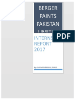 Berger Paints Internship Report 2017 by Muhammad Junaid