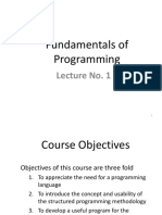 Fundamentals of Programming: Lecture No. 1