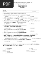 First Periodic Test: English 1