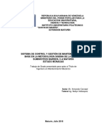 Sistema de Control y Gestión de Mantenimiento Con Base en La Metodología Sigema de La Empresa Suministros Marben, C.A Maturín Estado Monagas