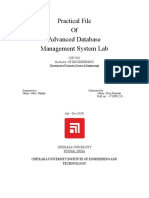 Practical File of Advanced Database Management System Lab: CSP2301 Bachelor of Engineering