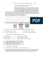 Avaliação Arte 3 Bimestre 1º Ano Ensino Médio 