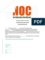 No Objection Certificate From Landlord To Whom So Ever It May Concern No Objection Certificate