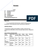 Resume: Sambalpur University S.I.E.T (Deogarh)