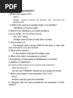 Assignment: Integer Division Returns The Quotient and Removed The Decimal Point