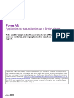 Form AN: Application For Naturalisation As A British Citizen