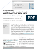 Modelling and Transient Simulation of Water Flow in Pipelines Using Wanda Transient Software