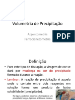 Volumetria de Precipitação: Argentometria Ferrocianetometria