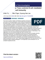 Surface Receptor Toso Controls B Cell-Mediated Regulation of T Cell Immunity