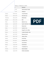 List of Religious Holidays of Hindu in 2019