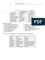 Preposition in On at Place and Time