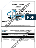 Eligibilty Criteria For The Faculty Positions: Dawood University of Engineering and Technology